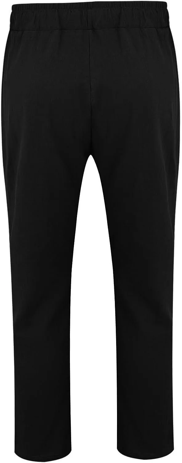 Mens Cotton Linen Classic Pants Elastic Classic Waist Lounge Beach Pants Summer Casual Straight Leg Dress Trousers