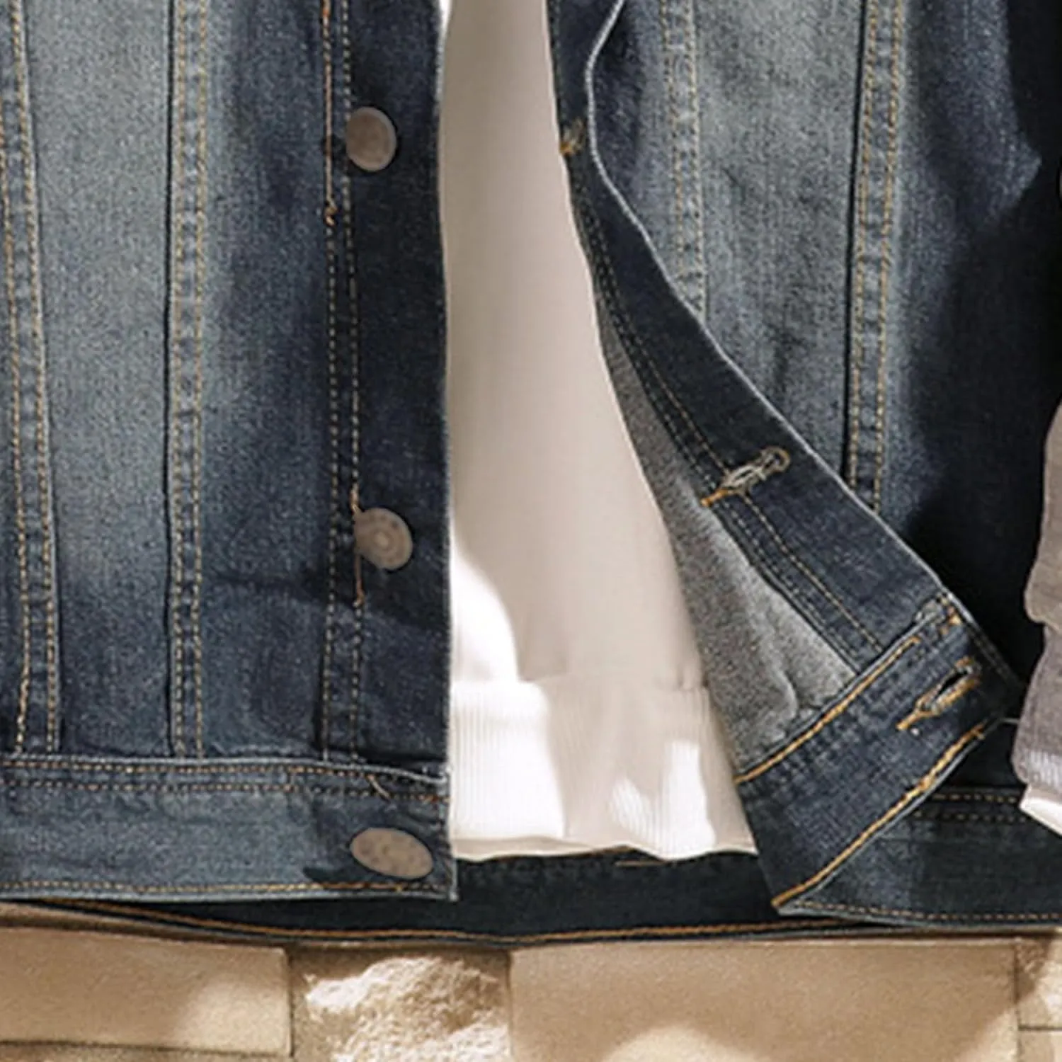 Men's Denim with Hood Jacket Casual Button Trucker Jean Coat Cotton Hooded Military Utility Jackets