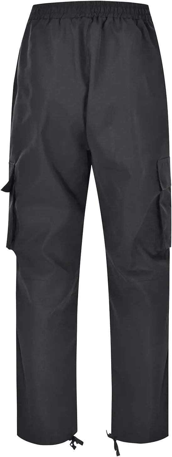 Mens Elastic Crotch Pants Trendy Solid Color Loose Joggers Cargo Pants for Men Leisure Streetwear Pants Trousers