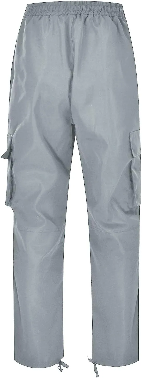 Mens Elastic Crotch Pants Trendy Solid Color Loose Joggers Cargo Pants for Men Leisure Streetwear Pants Trousers