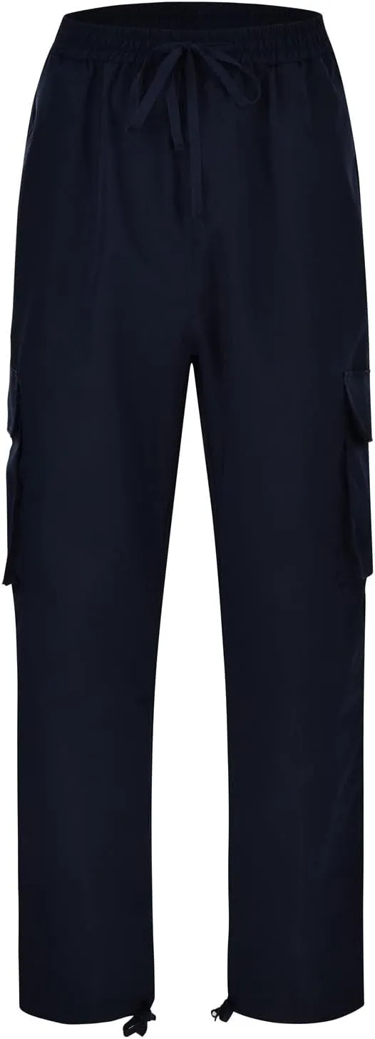 Mens Elastic Crotch Pants Trendy Solid Color Loose Joggers Cargo Pants for Men Leisure Streetwear Pants Trousers