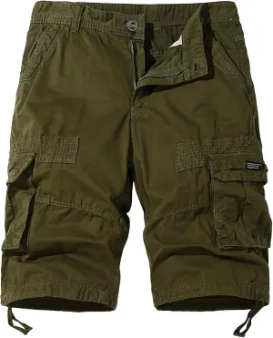 Men's Elastic Fleece Cargo Pants with Multi-Pockets Cargo Men's Cargo Pants with Elastic Waistband and Drawstring