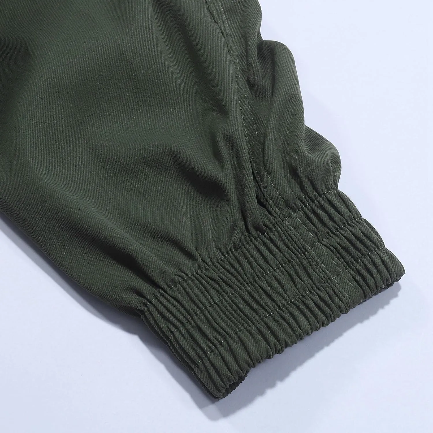 Men's Elastic Fleece Cargo Pants with Multi-Pockets Stretch Cargo Pants Slim Fit Pockets Elastic Waistband Long Pants