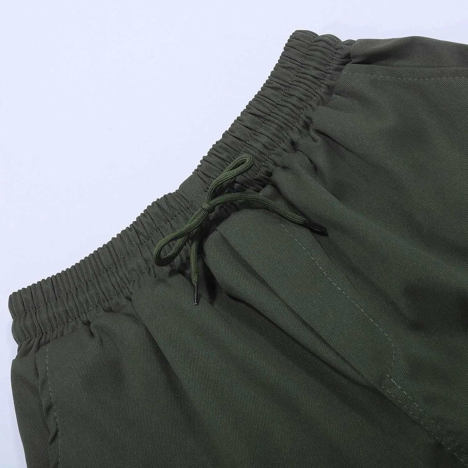 Men's Elastic Fleece Cargo Pants with Multi-Pockets Stretch Cargo Pants Slim Fit Pockets Elastic Waistband Long Pants
