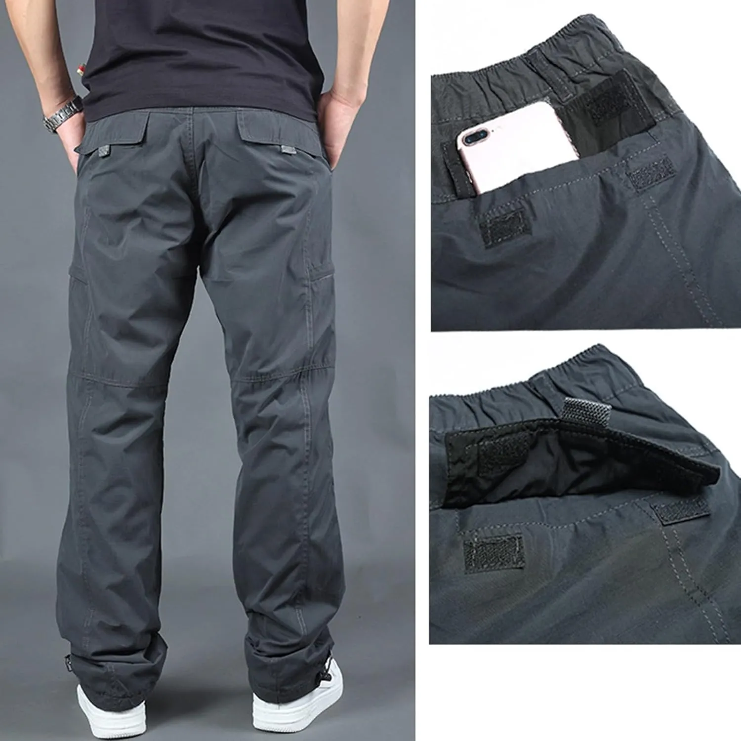 Men's Fleece Lined Outdoor Cargo Hiking Pants Ripstop Stretch Tactical Trousers Plus Size Joggers Military Pants