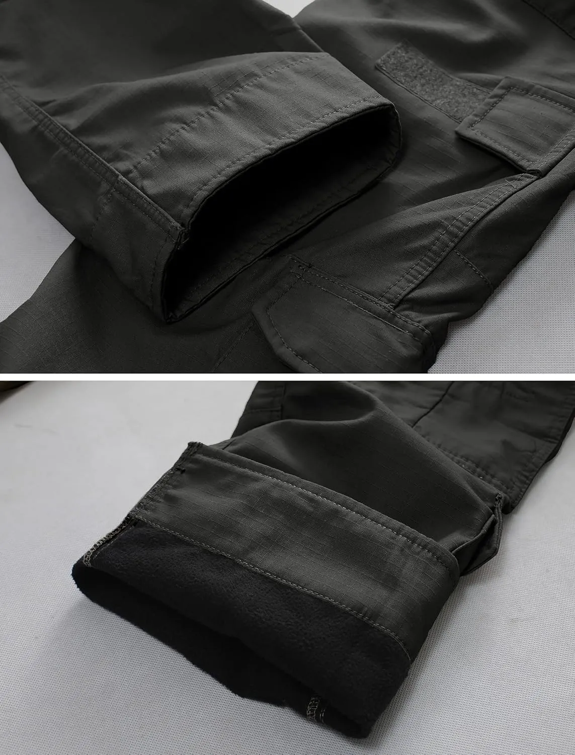 Men's Fleece Lined Tactical Pants Waterproof Hiking Pants Casual Thermal Cargo Pants Winter Insulated Work Pants