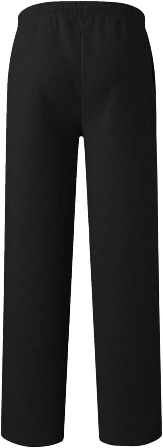 Mens Fleece Sweatpants Open Bottom Joggers Straight Leg Running Casual Loose Fit Athletic Pants with Pockets