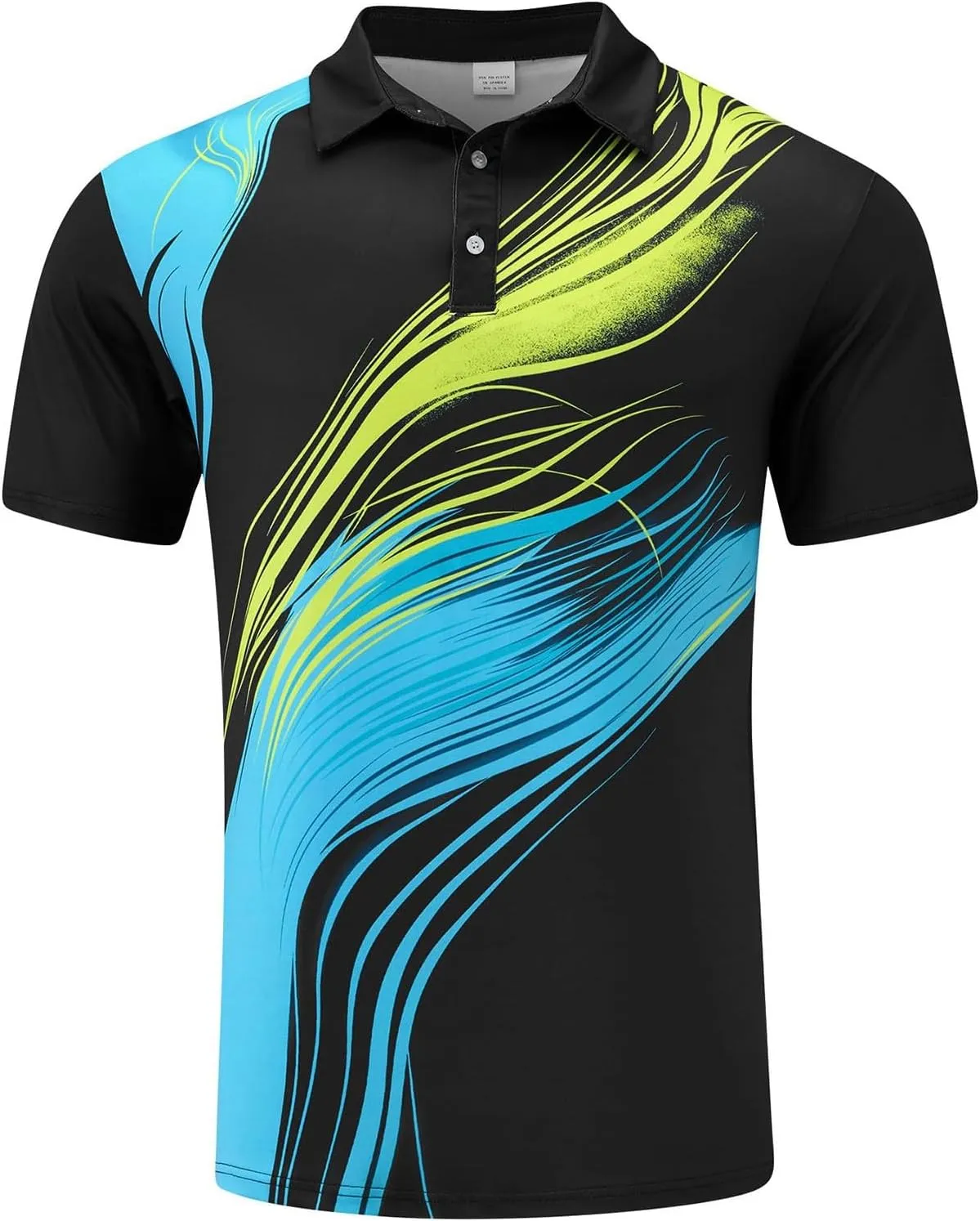 Men's Golf Polo Shirts Block Print Summer Short Sleeve V Neck Quick Dry Collared Shirts Casual Loose Joggers Sports Shirts