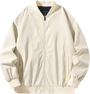 Men's Lightweight Bomber Jackets Casual Slim Fit Jacket Sportswear Cozy Fashion Coat with Pockets