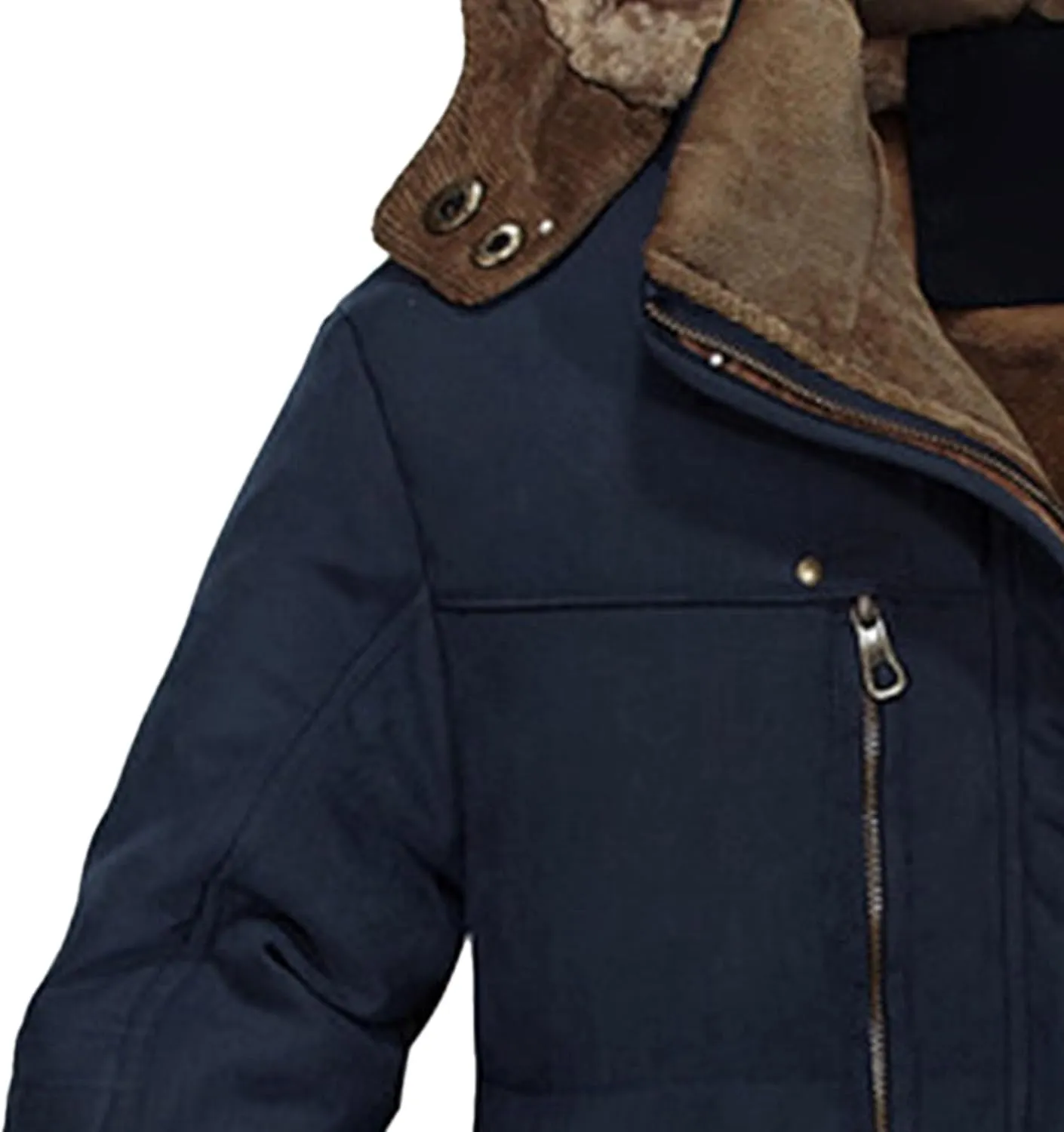 Men's Long Cotton Hooded Coat Winter Thicken Windproof Down Parka Cargo Multi-Pocket Hood Puffer Jacket