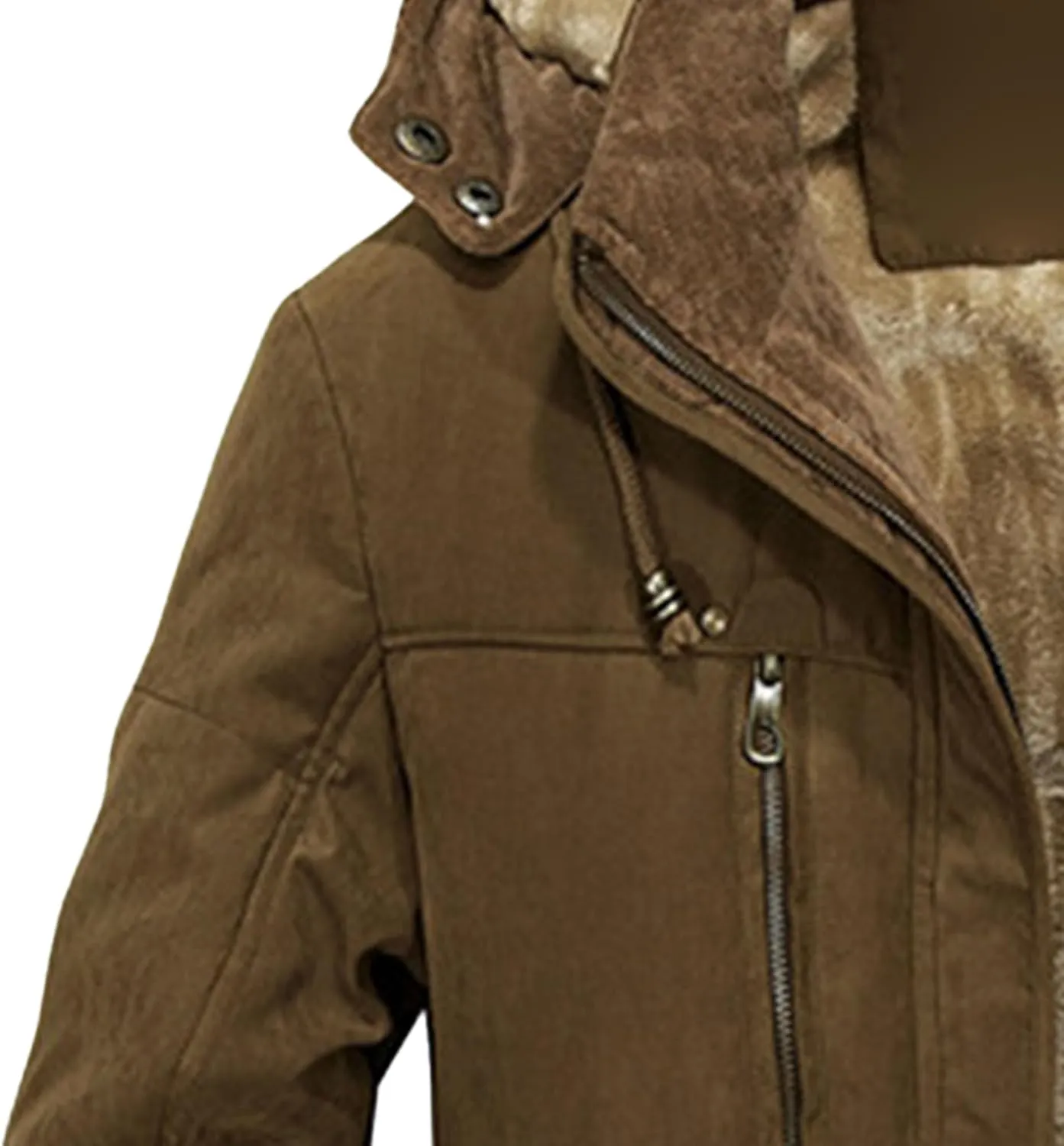 Men's Long Cotton Hooded Coat Winter Thicken Windproof Down Parka Cargo Multi-Pocket Hood Puffer Jacket