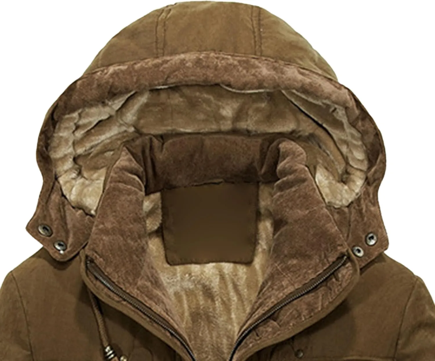 Men's Long Cotton Hooded Coat Winter Thicken Windproof Down Parka Cargo Multi-Pocket Hood Puffer Jacket