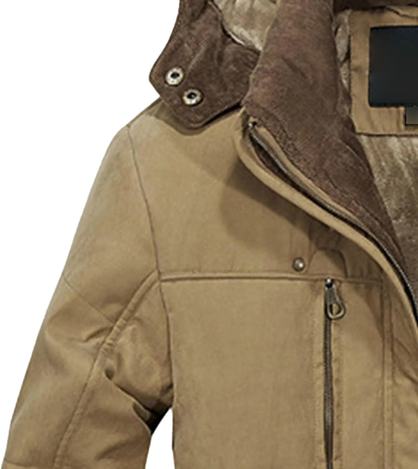 Men's Long Cotton Hooded Coat Winter Thicken Windproof Down Parka Cargo Multi-Pocket Hood Puffer Jacket
