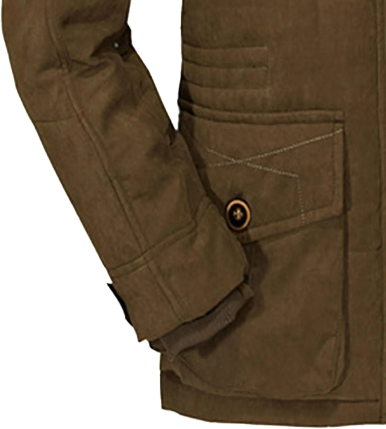 Men's Long Cotton Hooded Coat Winter Thicken Windproof Down Parka Cargo Multi-Pocket Hood Puffer Jacket