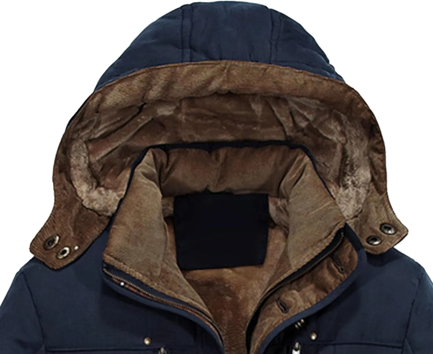 Men's Long Cotton Hooded Coat Winter Thicken Windproof Down Parka Cargo Multi-Pocket Hood Puffer Jacket