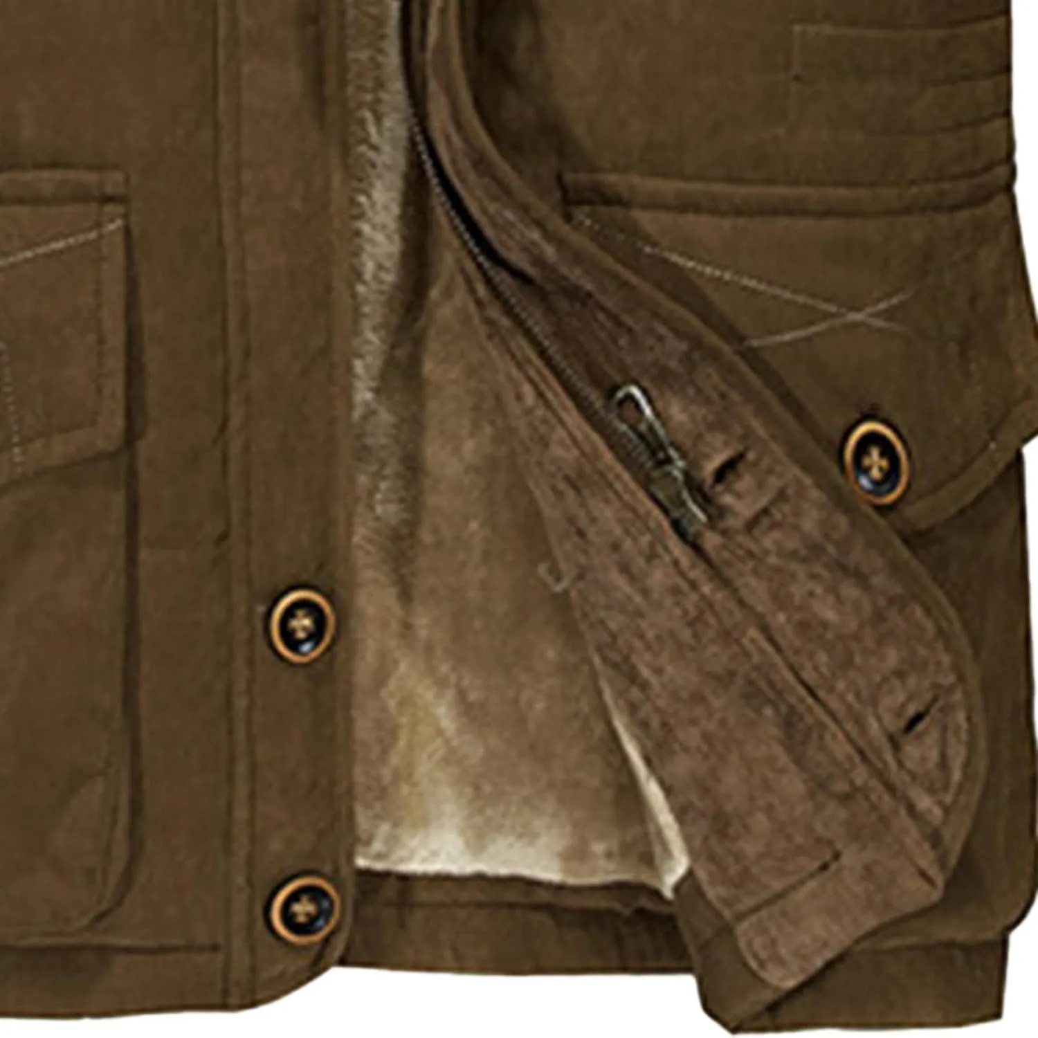 Men's Long Cotton Hooded Coat Winter Thicken Windproof Down Parka Cargo Multi-Pocket Hood Puffer Jacket