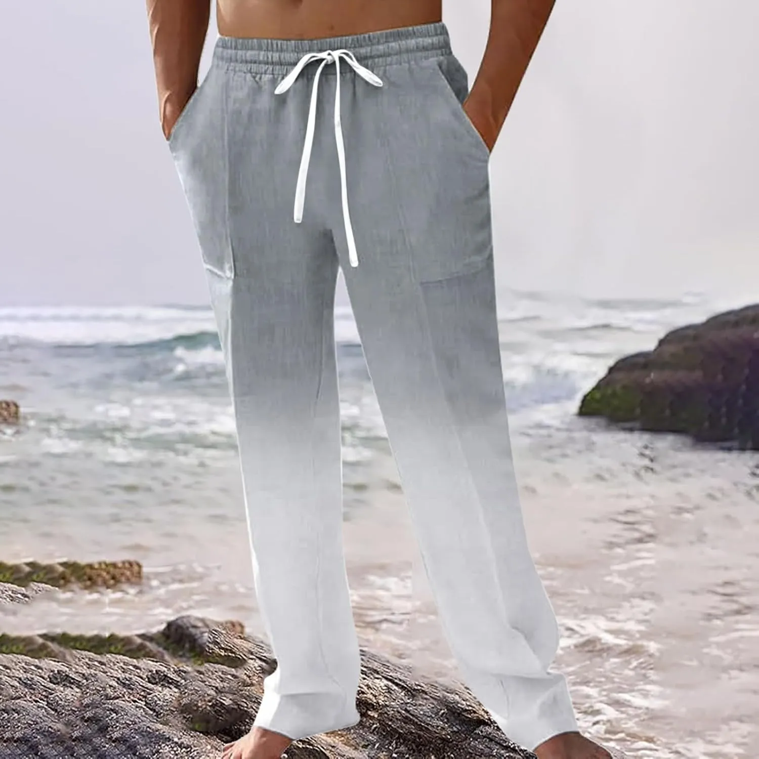 Men's Loose Joggers Casual Workout Cargo Pants Gym Running Bodybuilding Athletic Bottom Sweatpants with Pockets