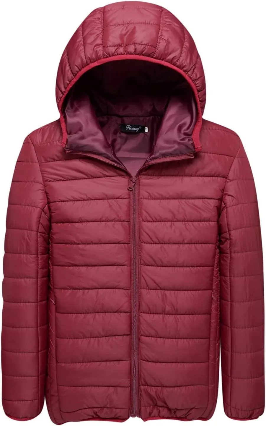 Men's Packable Puffer Jacket Lightweight Hooded Zipper Padded Jackets Plus Size Windproof Winter Warm Down Coat