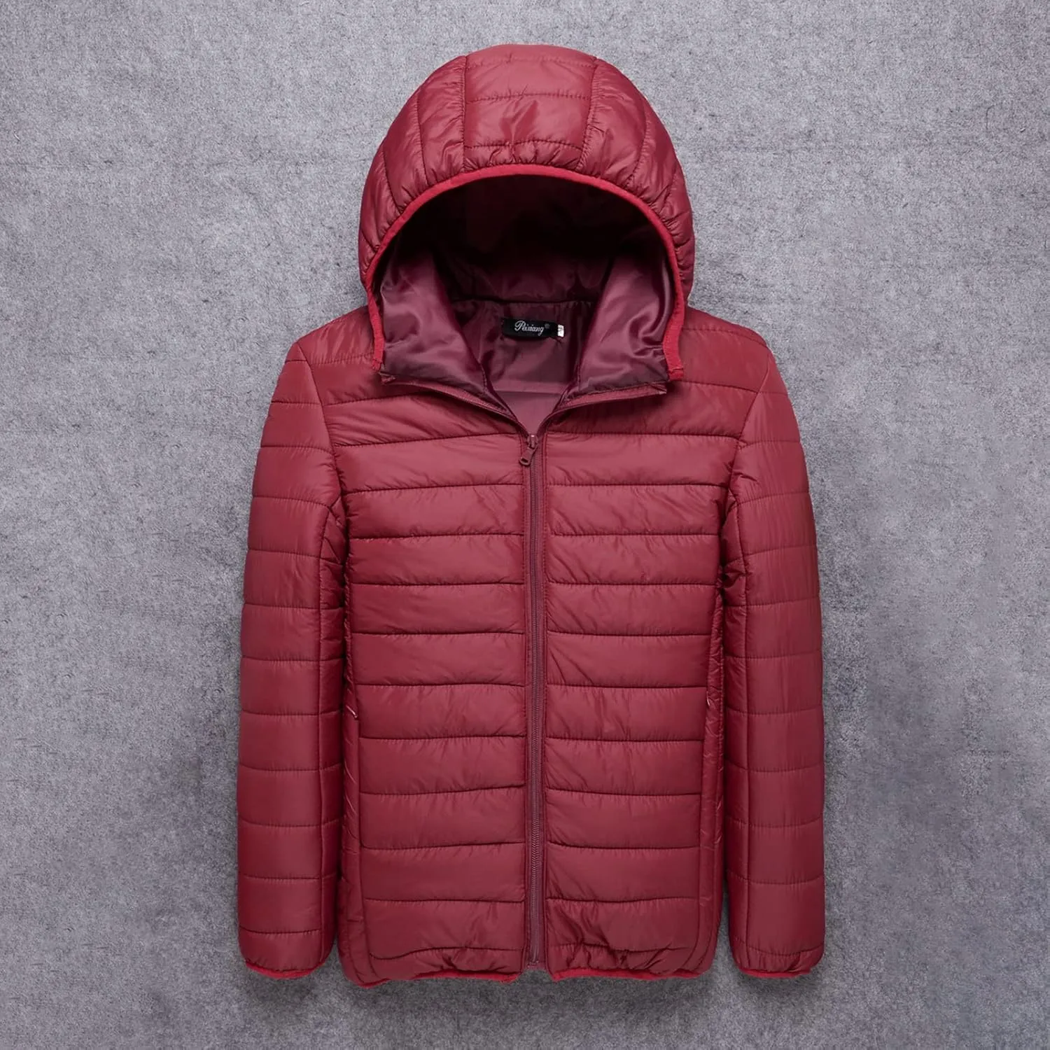 Men's Packable Puffer Jacket Lightweight Hooded Zipper Padded Jackets Plus Size Windproof Winter Warm Down Coat