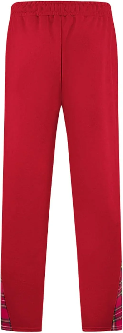 Mens Plaid Patchwork Pants Casual Drawstring Elastic Waist Trouser 2025 Fashion Loose Fit Athletic Pant with Pockets
