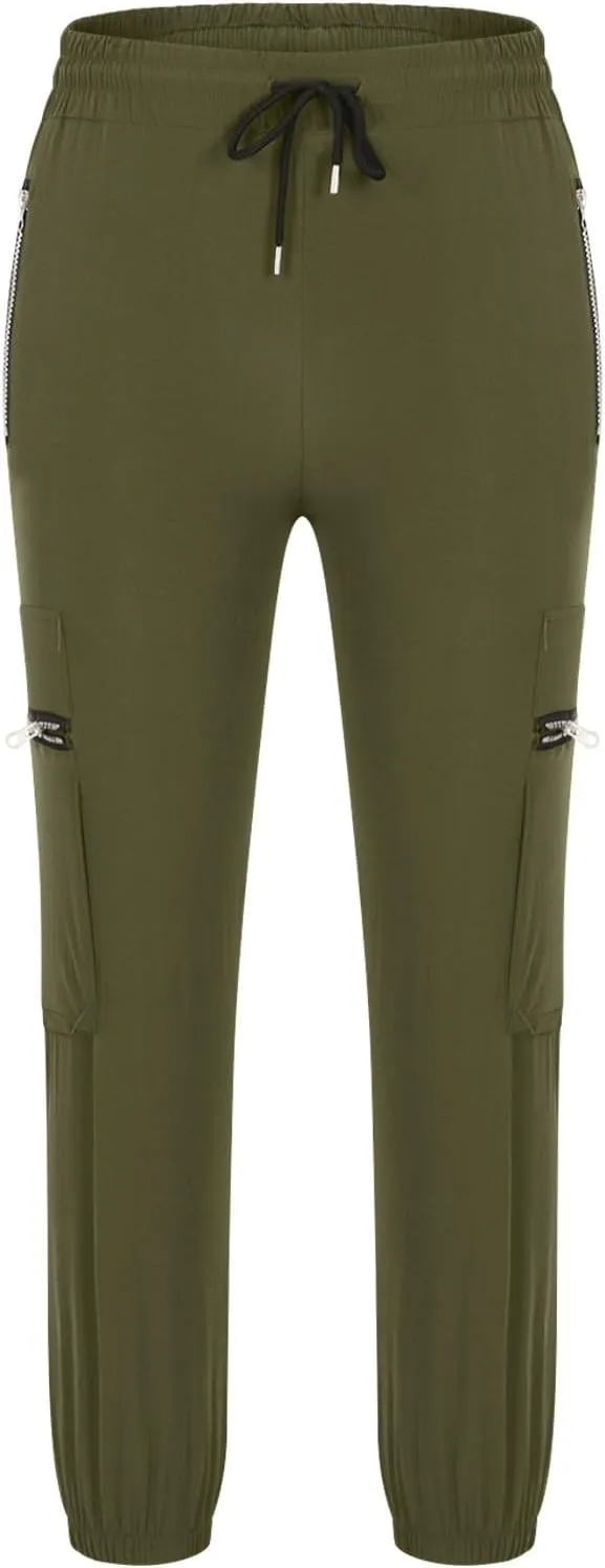 Men's Skinny Cargo Joggers Casual Hiking Pants Workout Joggers Sweatpants for Men Slim Trousers with Zip Pockets