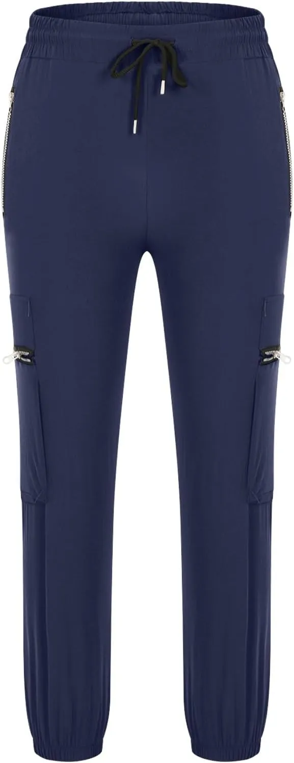 Men's Skinny Cargo Joggers Casual Hiking Pants Workout Joggers Sweatpants for Men Slim Trousers with Zip Pockets