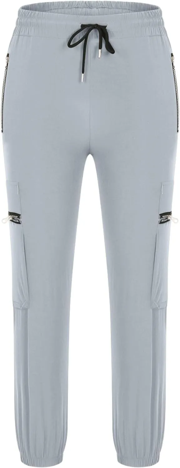 Men's Skinny Cargo Joggers Casual Hiking Pants Workout Joggers Sweatpants for Men Slim Trousers with Zip Pockets