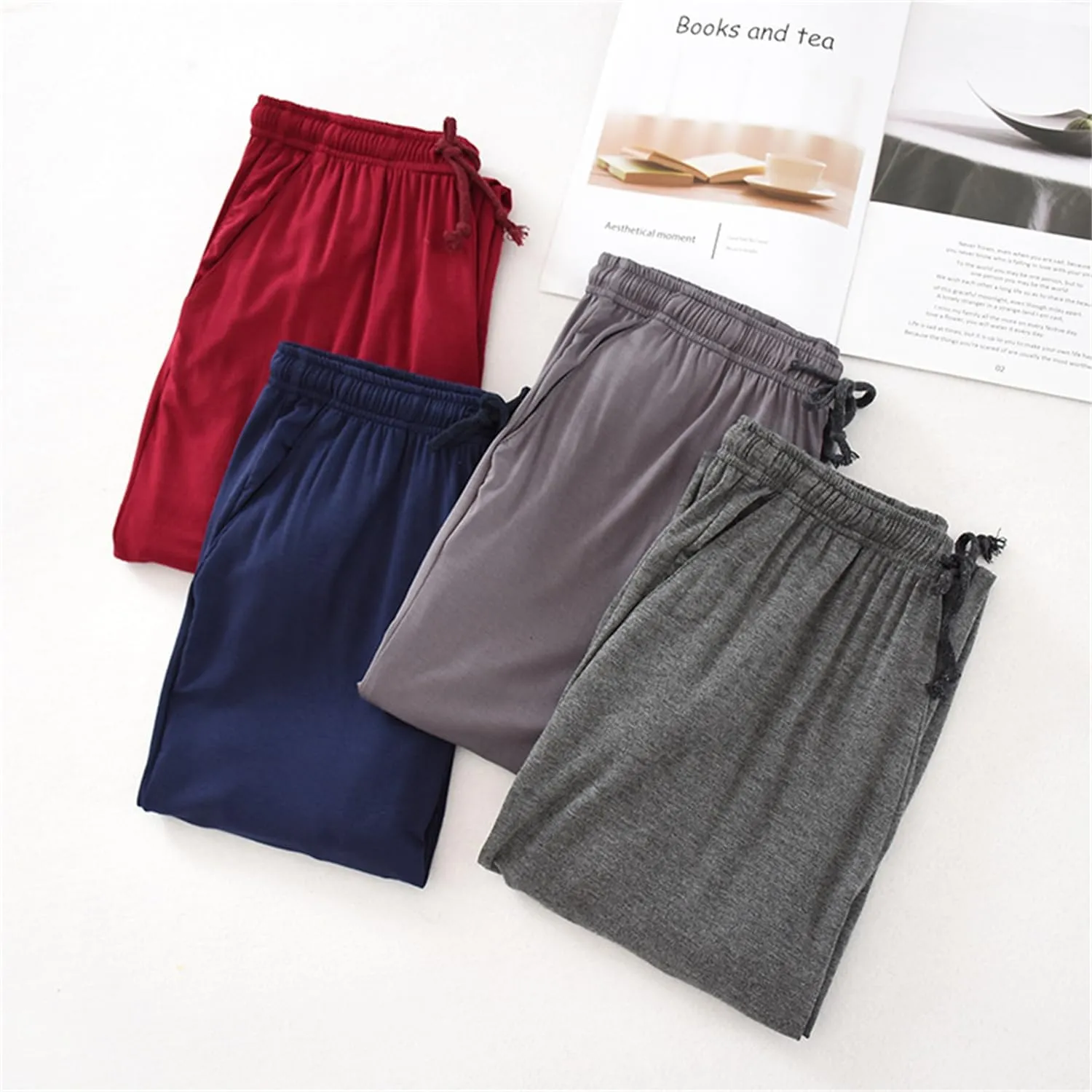 Men's Soft Jogger Sleep Pant With Drawstring Cotton Pjs Bottoms Lightweight Pajama Bottoms Sport Pants With Pockets