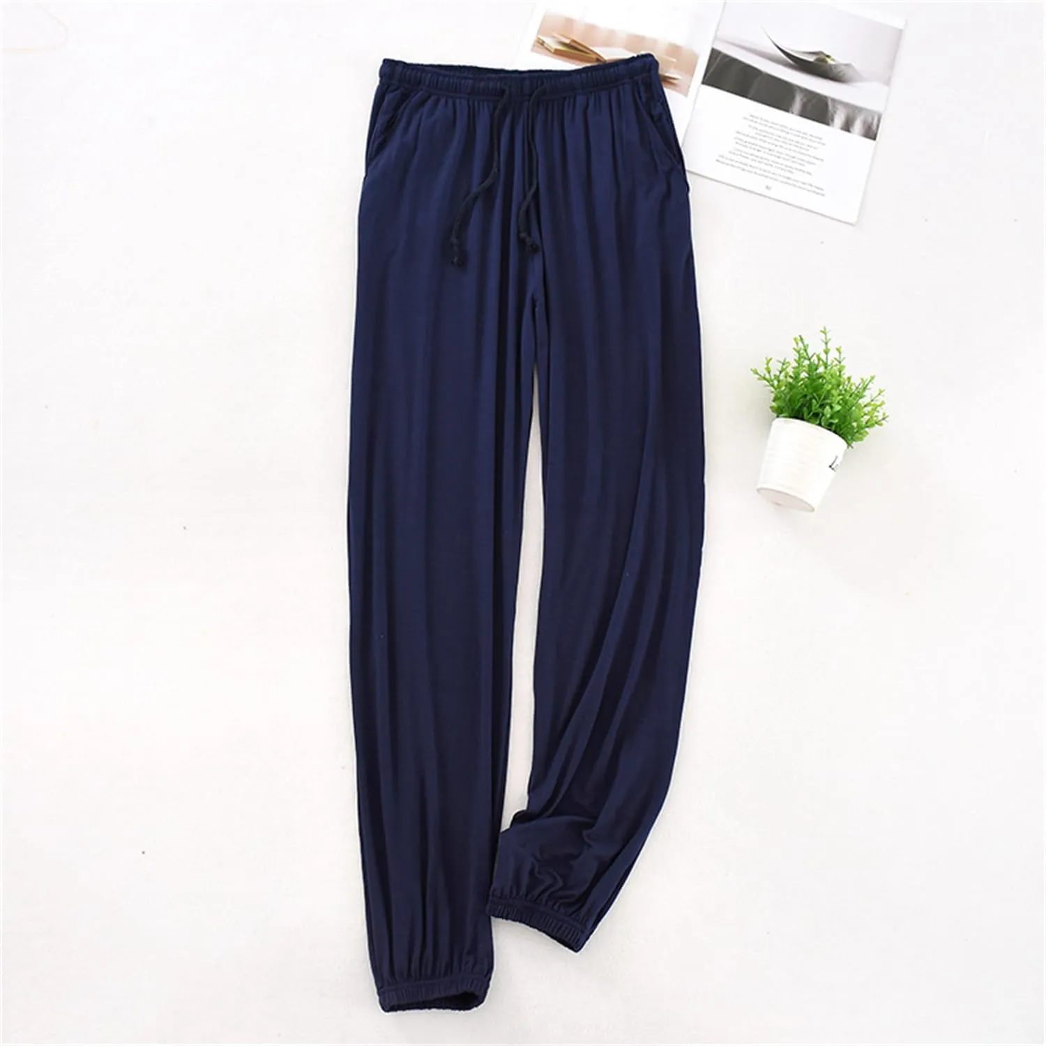 Men's Soft Jogger Sleep Pant With Drawstring Cotton Pjs Bottoms Lightweight Pajama Bottoms Sport Pants With Pockets