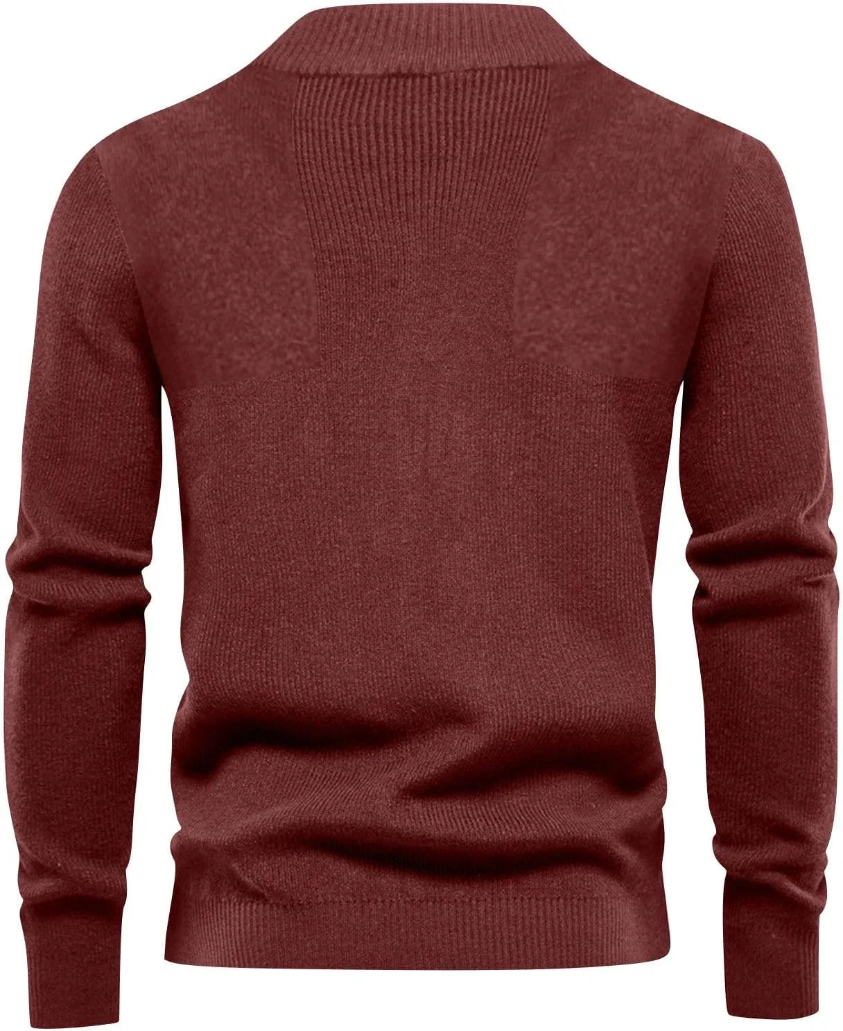 Men's Soft Sweaters Quarter Zip Pullover Sweatshirt Mock Neck Polo Sweater Casual Pullover Sweater with Ribbing Edge