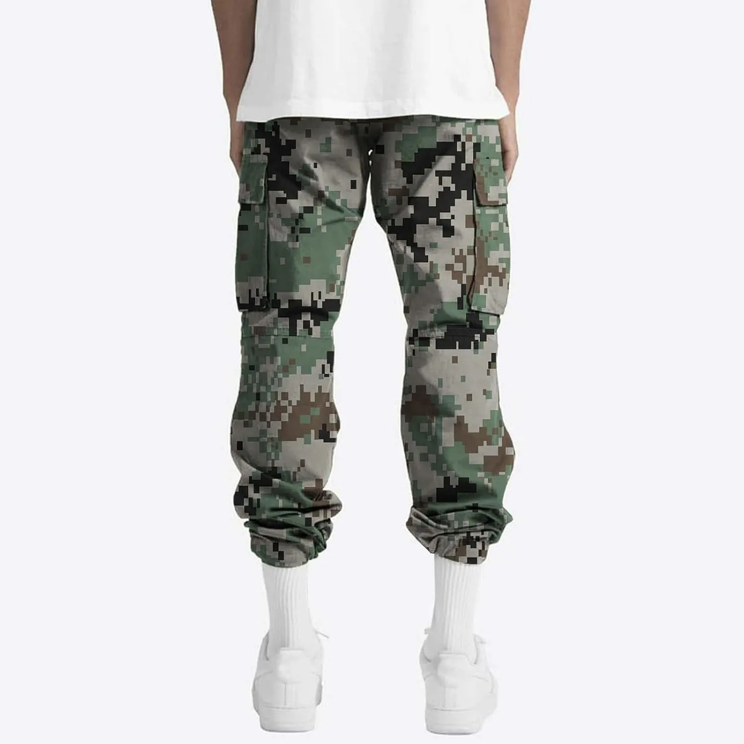 Mens Sweatpants Baggy Drawstring Wide Leg Cargo Pants Stretchy Workout Loose Joggers Trousers with Multiple Pockets