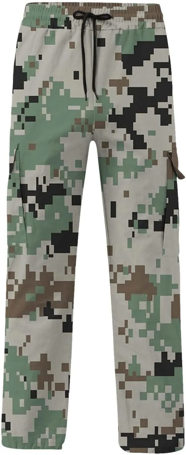 Mens Sweatpants Baggy Drawstring Wide Leg Cargo Pants Stretchy Workout Loose Joggers Trousers with Multiple Pockets