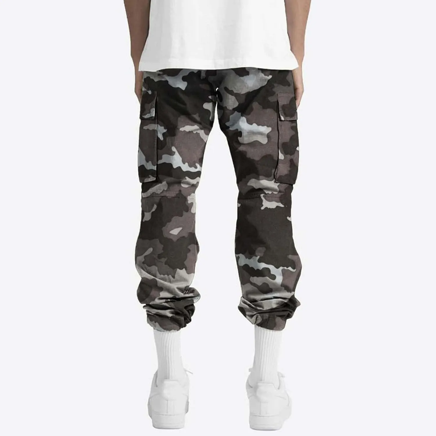 Mens Sweatpants Baggy Drawstring Wide Leg Cargo Pants Stretchy Workout Loose Joggers Trousers with Multiple Pockets