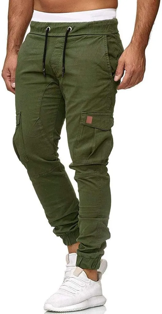 Mens Sweatpants Cargo Open Bottom Straight Leg Casual Loose Fit Baggy Athletic Jogger Pants with Pockets Men's Joggers
