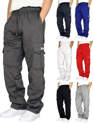 Mens Sweatpants with Pockets Baggy Heavy Cargo Sweatpants Casual Drawstring Open Bottom Athletic Joggers Sweat Pants
