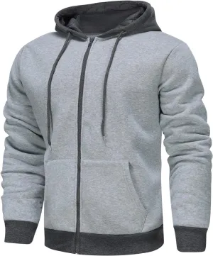 Mens Sweatshirts Hoodies Fashion Full Zip Hooded Stylish Zip Up Jacket Big And Tall Long Sleeve Coat With Pockets