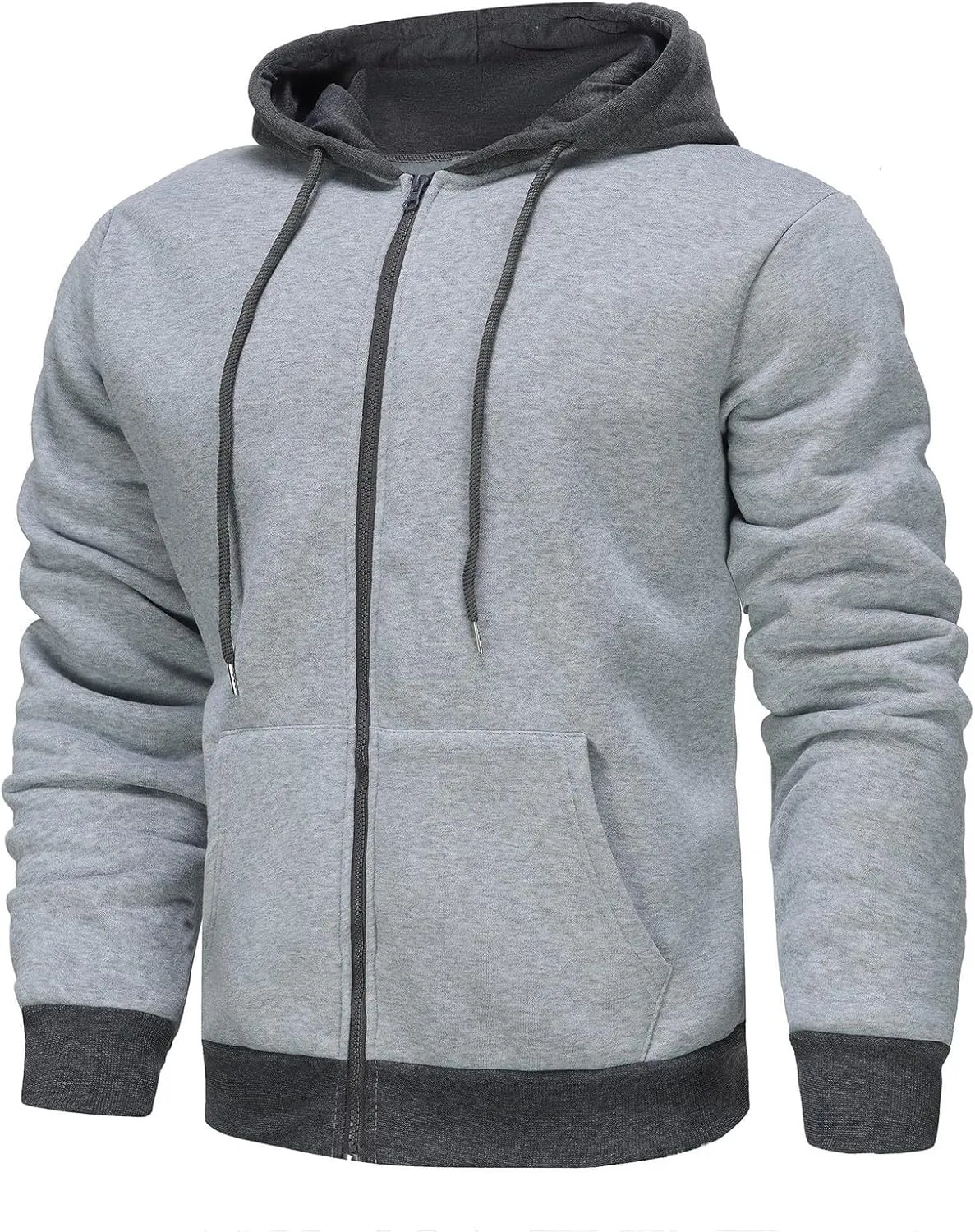 Mens Sweatshirts Hoodies Fashion Full Zip Hooded Stylish Zip Up Jacket Big And Tall Long Sleeve Coat With Pockets