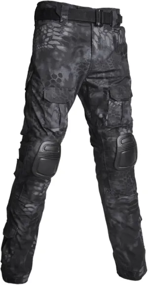 Men's Tactical Pants with Knee Pads Military Trousers Outdoor Hiking Pants Rip-Stop Camo Pants Water Resistant Pants