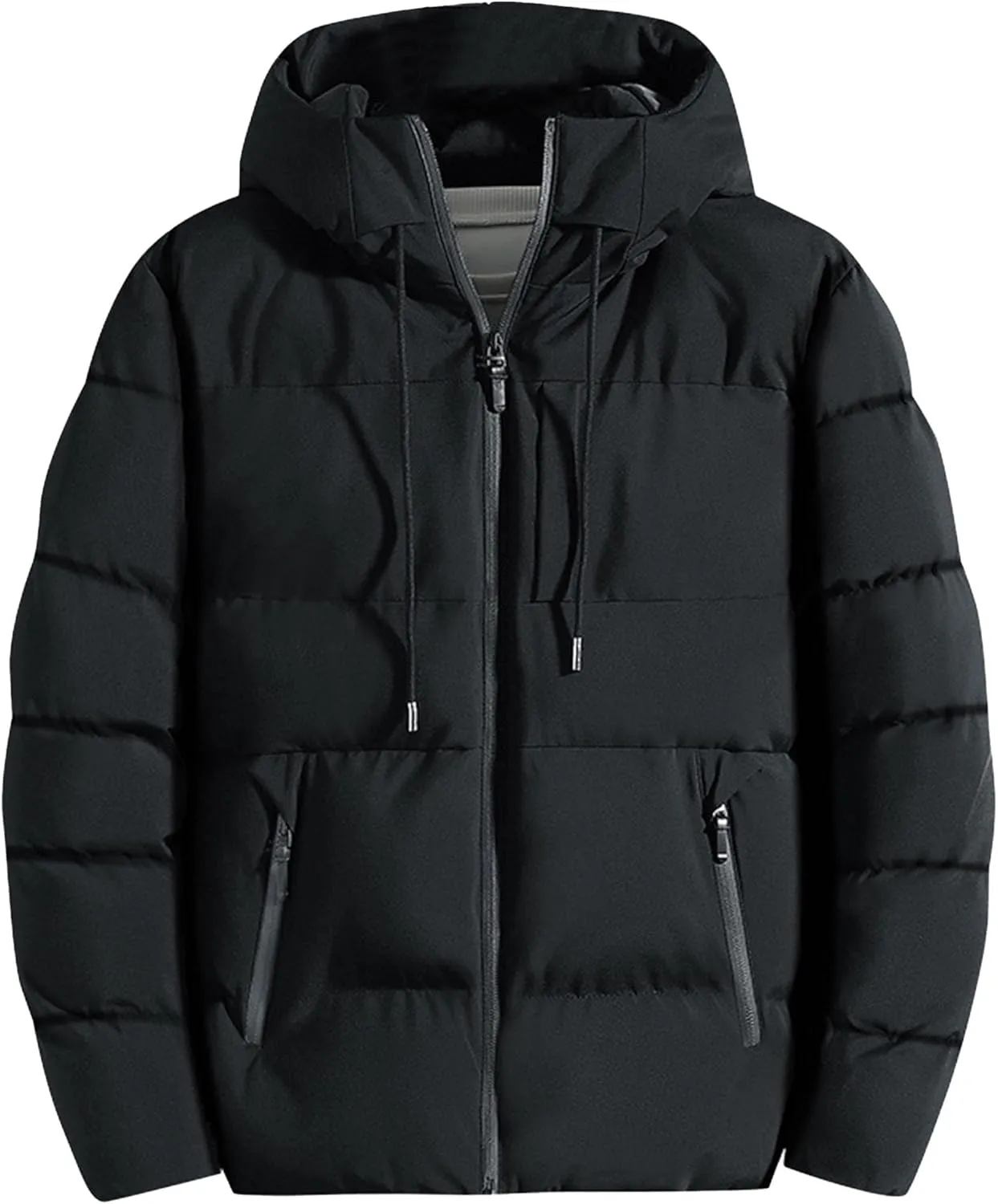 Mens Thicken Cotton Hooded Coat Big and Tall Winter Waterprpoof Puffer Windproof Hood Down Quilted Parka Jacket