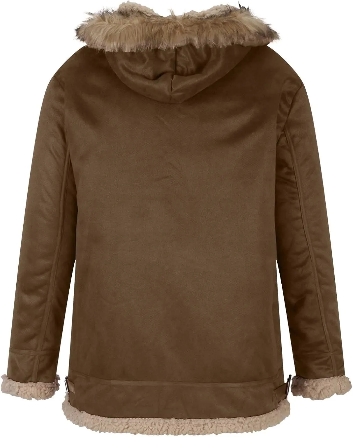 Mens Thickened Plush Warm Jackets Fashion Hood Sherpa Bomber Coat Heavyweight Fleece Lined Trench Coats with Pockets