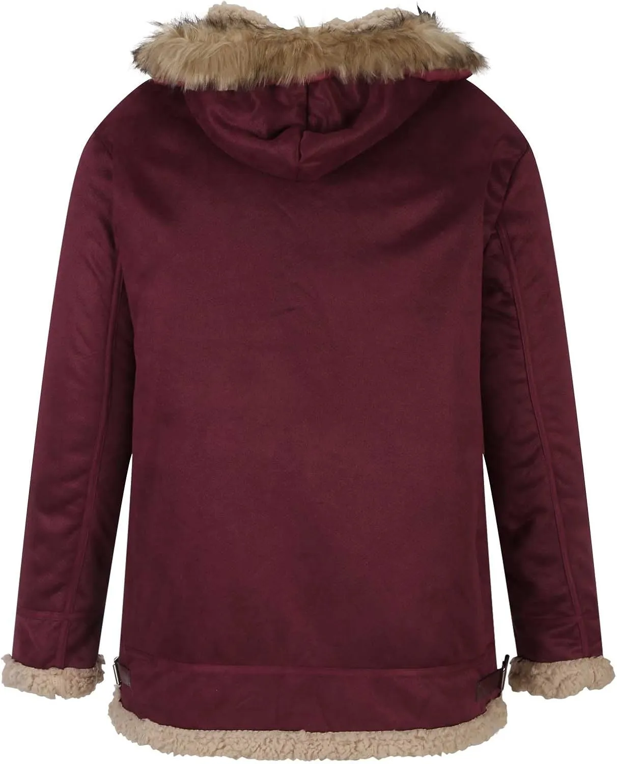 Mens Thickened Plush Warm Jackets Fashion Hood Sherpa Bomber Coat Heavyweight Fleece Lined Trench Coats with Pockets