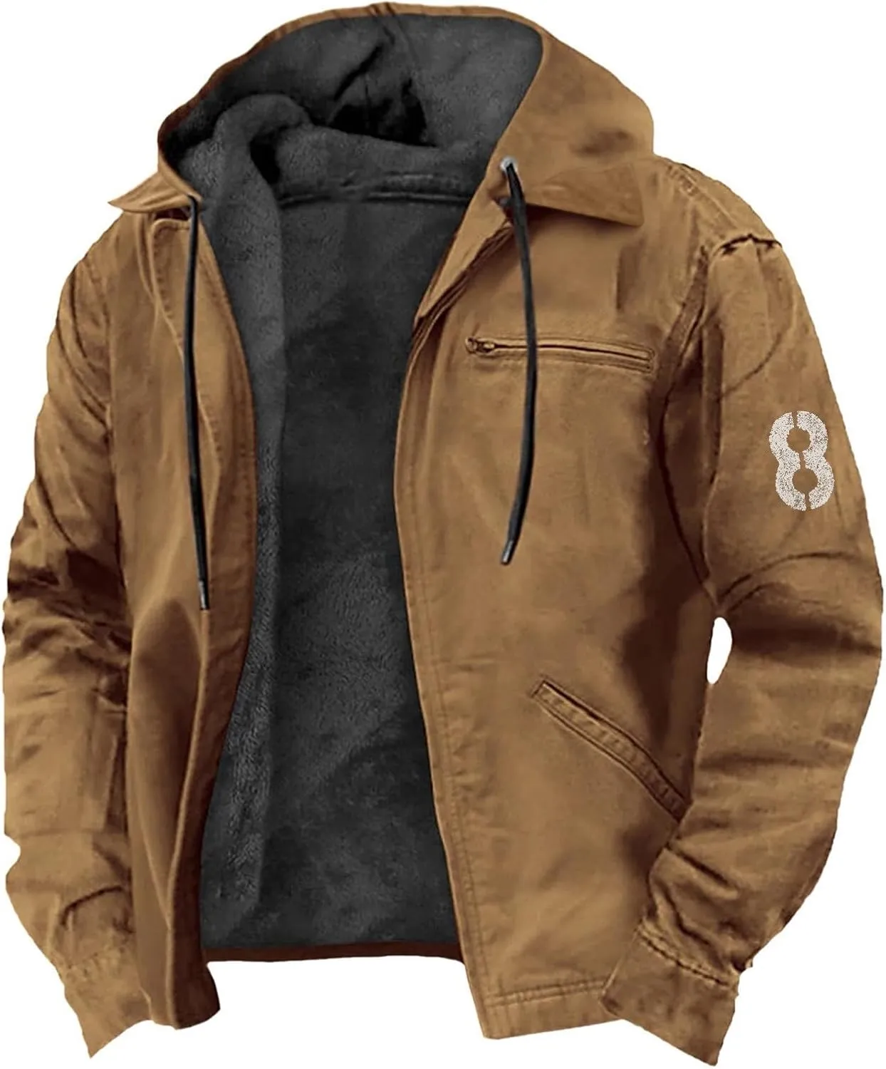 Men'S Winter Jacket Fleece Lined Sherpa Warm Jackets Casual Stylish Cargo Coats Jacket, S-8Xl