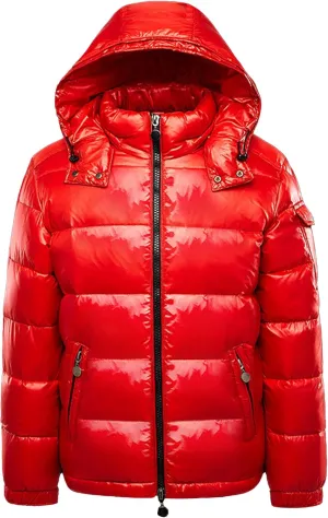Men's Winter Shiny Puffer Jacket Waterproof Parka Outerwear Down Coat Full Zip Puffy with Hood Bomber Jackets