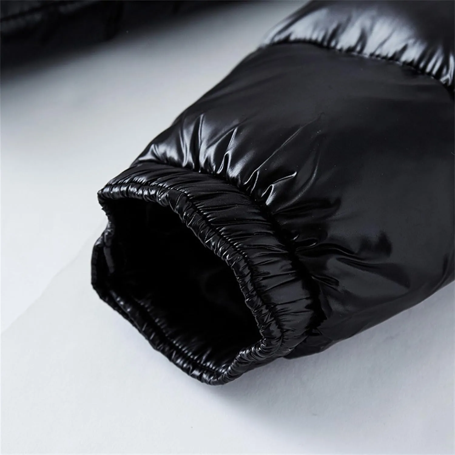 Men's Winter Shiny Puffer Jacket Waterproof Parka Outerwear Down Coat Full Zip Puffy with Hood Bomber Jackets
