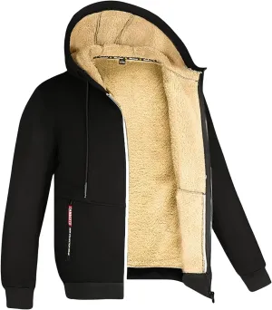 Men's Winter Warm Fleece Jackets Thick Sherpa Lined Zip up Hoodies Heavyweight Sweatshirt Coat with Pockets