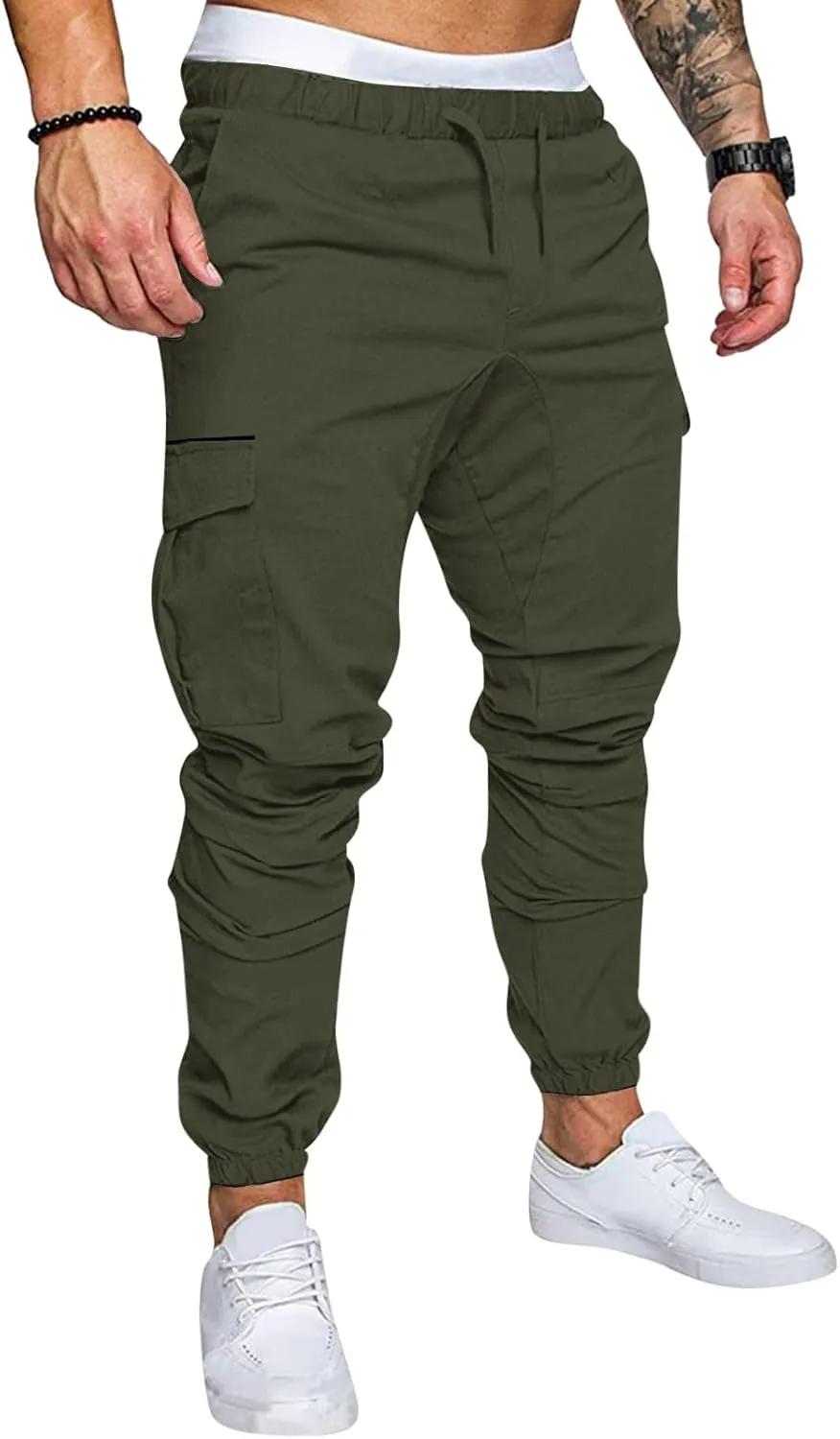 Men's Work Cargo Pants with Pockets Plus Size Drying Men's Canvas Pants Men's Cargo Pants Multi-Pocket Slim Trousers