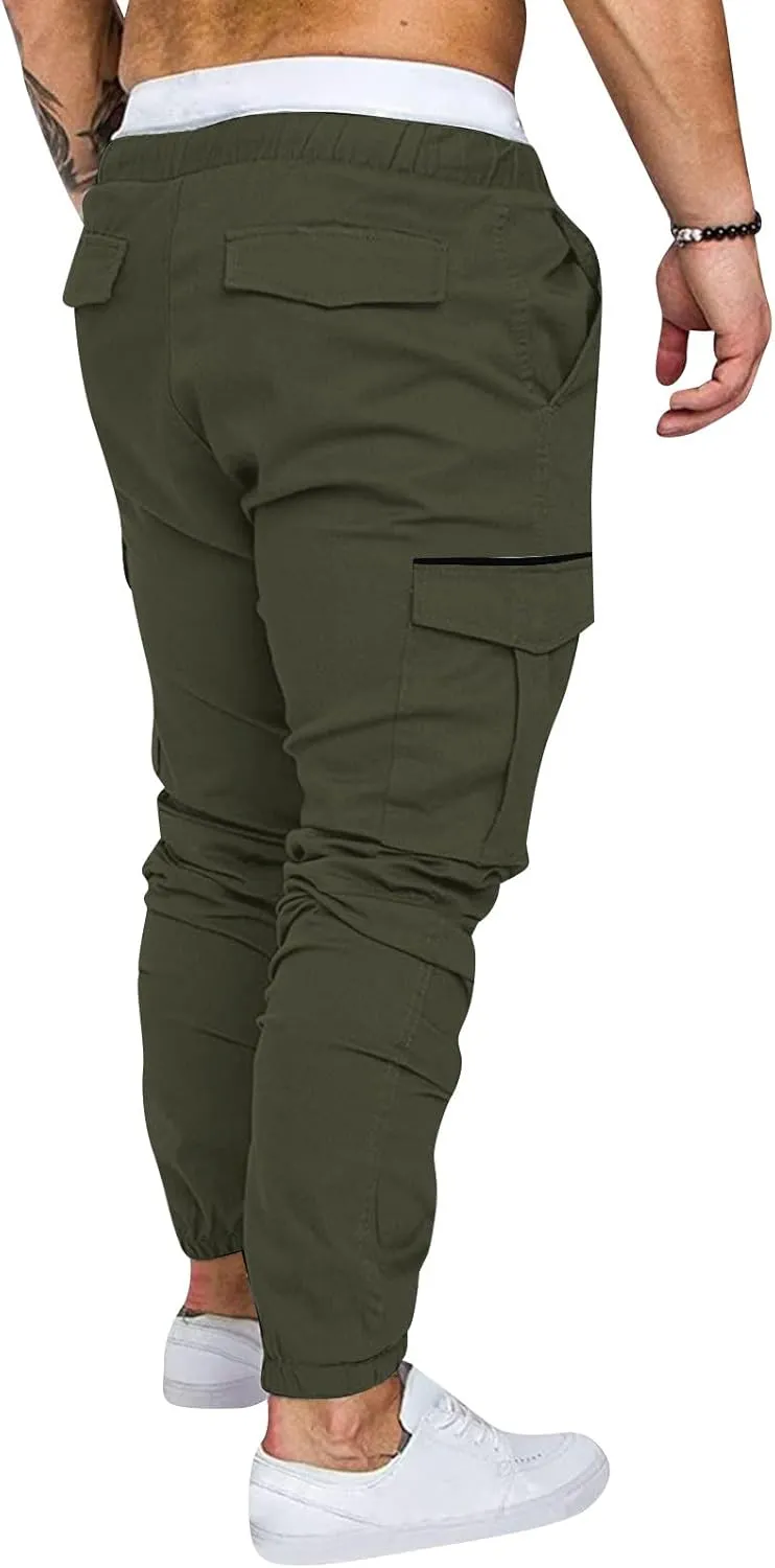 Men's Work Cargo Pants with Pockets Plus Size Drying Men's Canvas Pants Men's Cargo Pants Multi-Pocket Slim Trousers