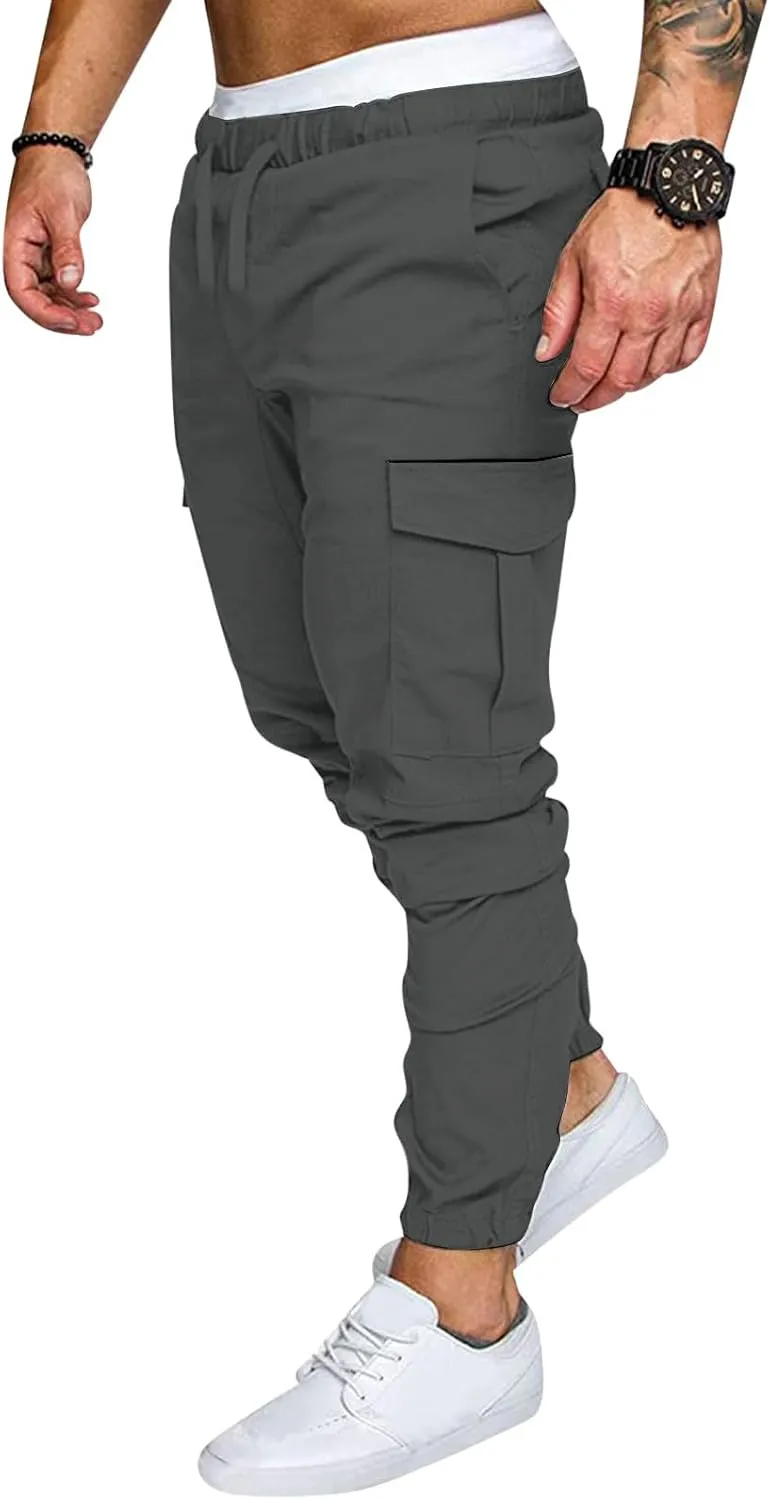 Men's Work Cargo Pants with Pockets Plus Size Drying Men's Canvas Pants Men's Cargo Pants Multi-Pocket Slim Trousers
