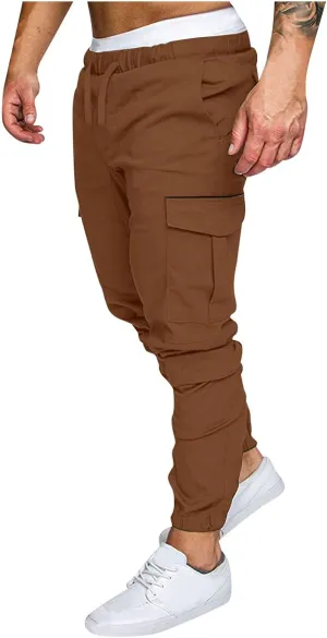 Men's Work Cargo Pants with Pockets Plus Size Drying Men's Canvas Pants Men's Cargo Pants Multi-Pocket Slim Trousers