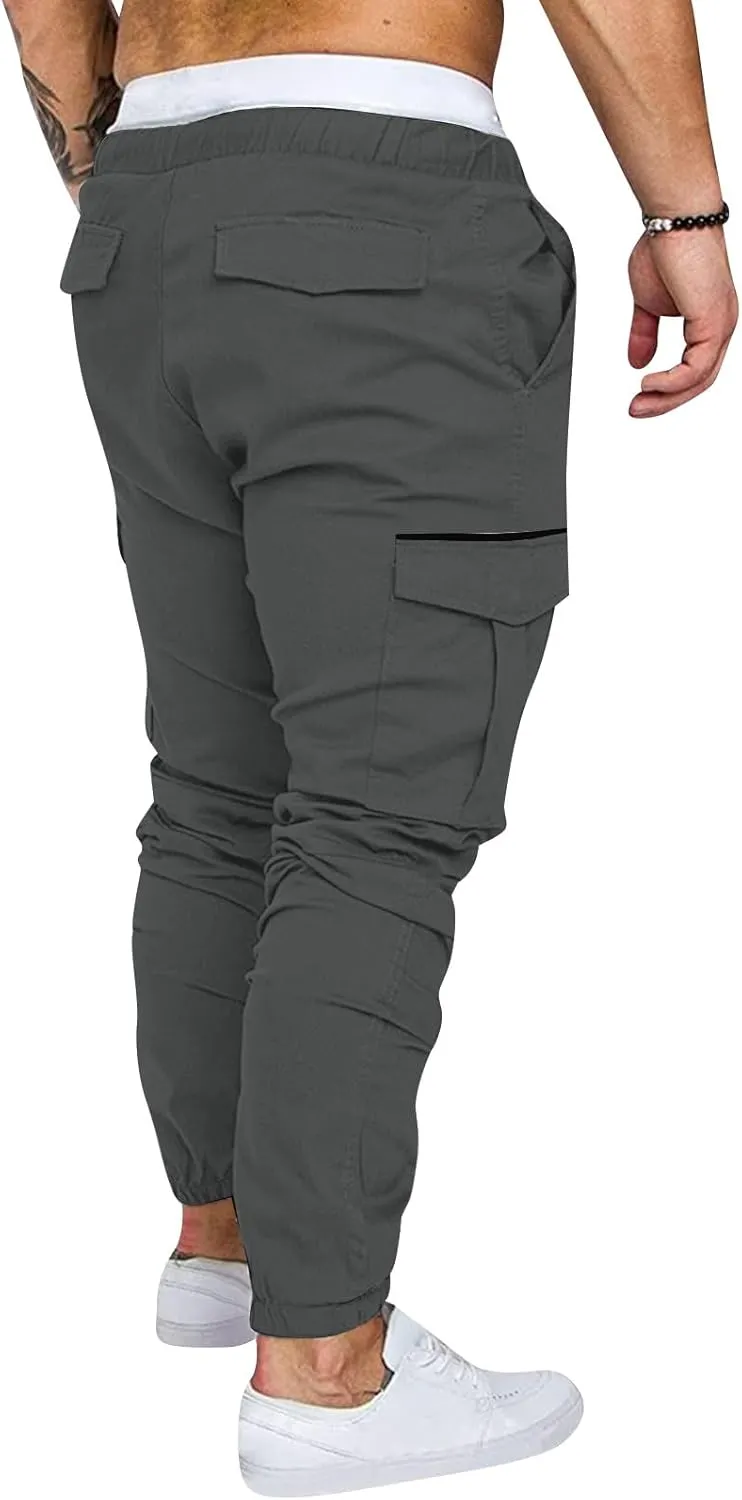 Men's Work Cargo Pants with Pockets Plus Size Drying Men's Canvas Pants Men's Cargo Pants Multi-Pocket Slim Trousers